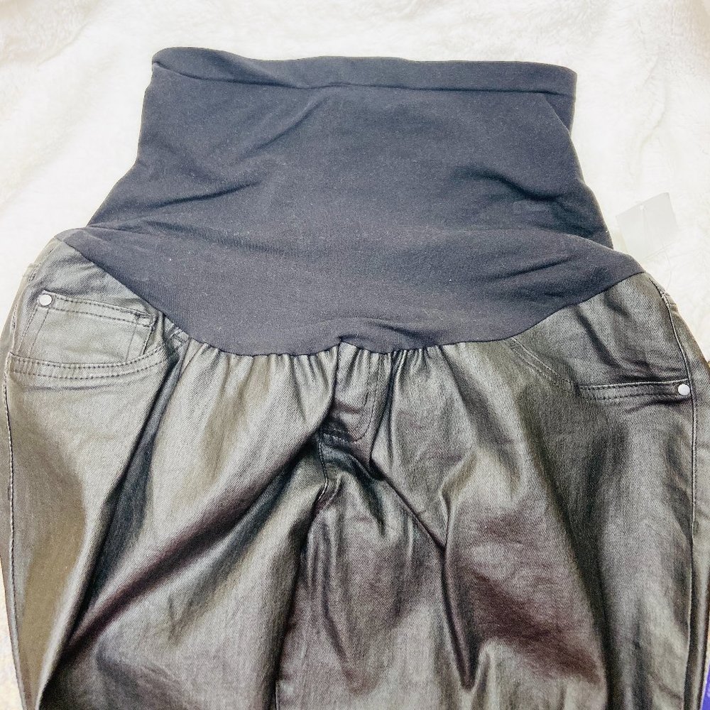 Motherhood Maternity Indigo Blue Coated Skinny Leg Ankle Jeans Black Med… - Picture 7 of 10